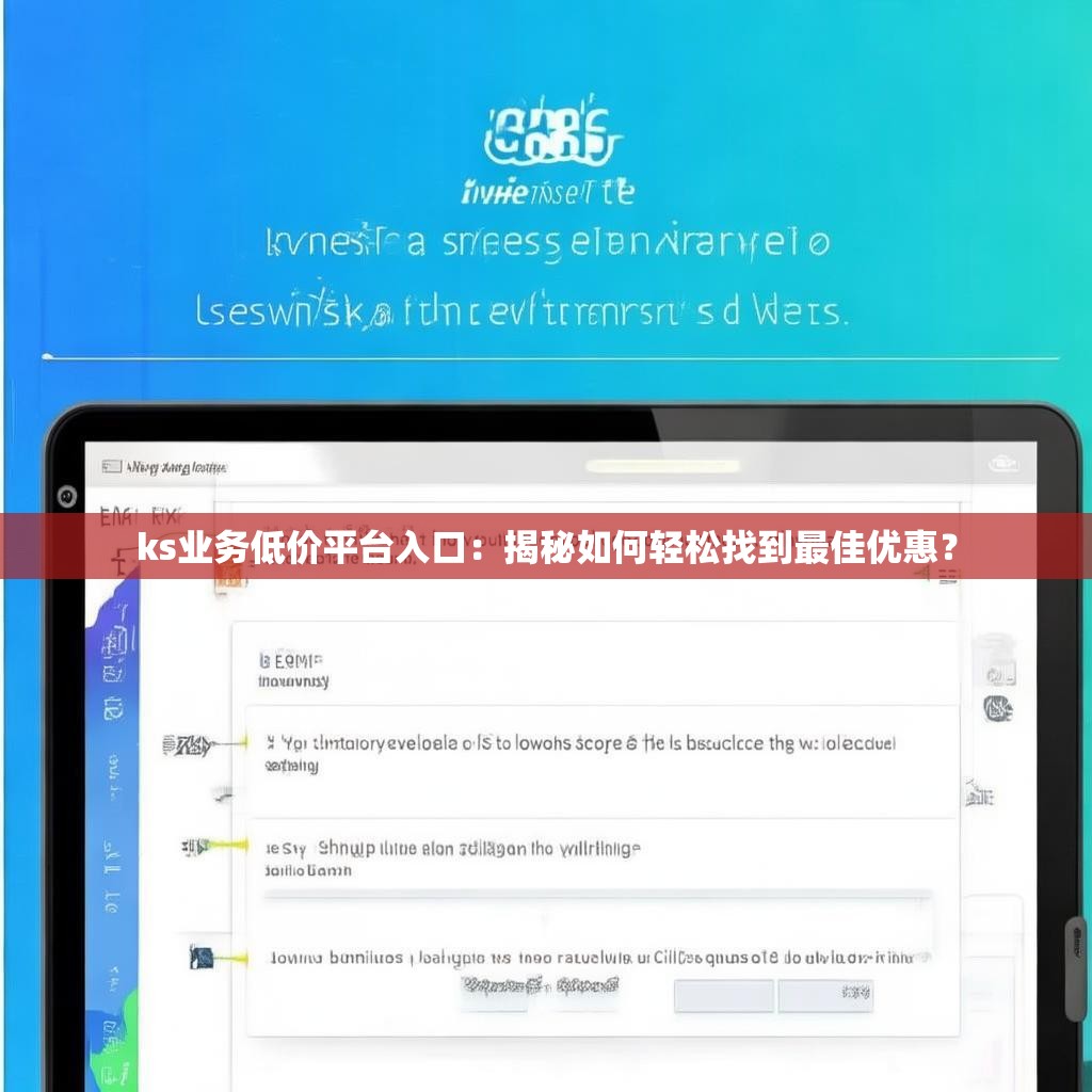ks业务低价平台入口:揭秘如何轻松找到最佳优惠?